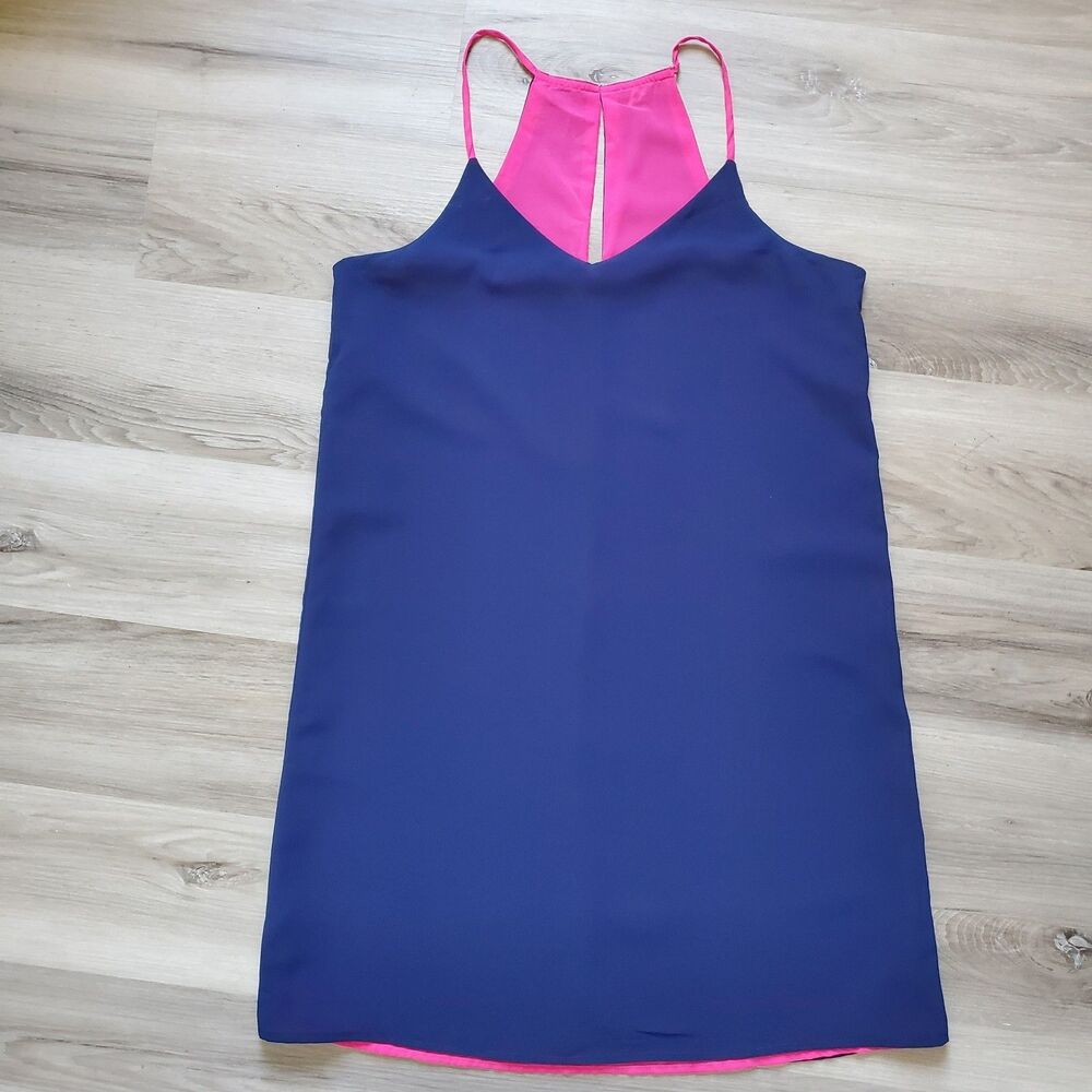 Sleeveless Spaghetti Strap Summer Blue Dress Pink Lining No Tags